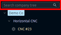 Left sidebar company tree search box